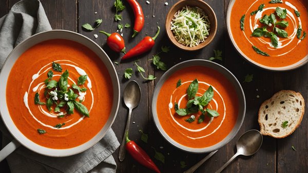 Savourez une soupe onctueuse de poivrons rouges rôtis au saveur fumée : la recette incontournable !